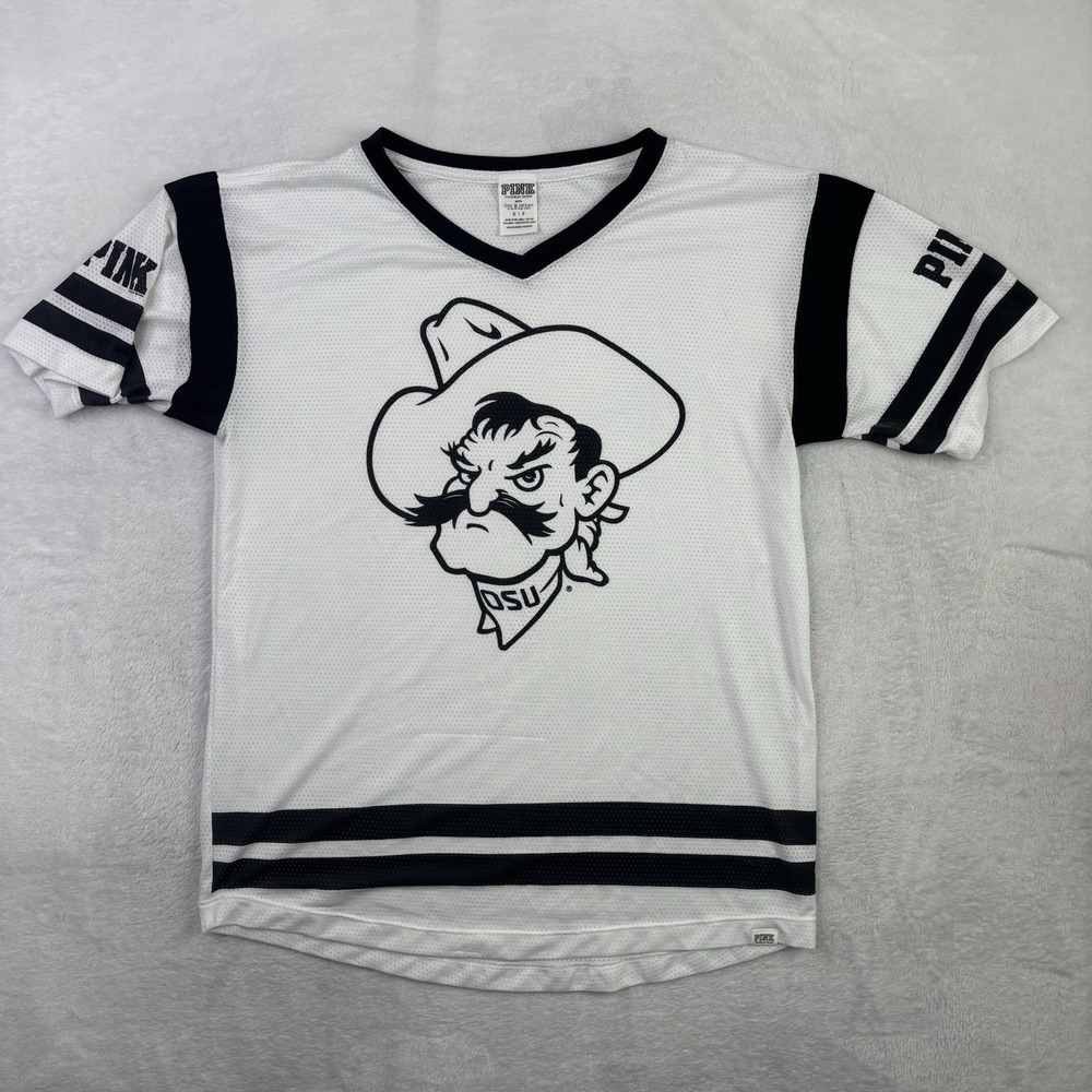 Pink Victoria's Secret 5th Ocean OSU White Short Sleeve Football Jersey Womens S